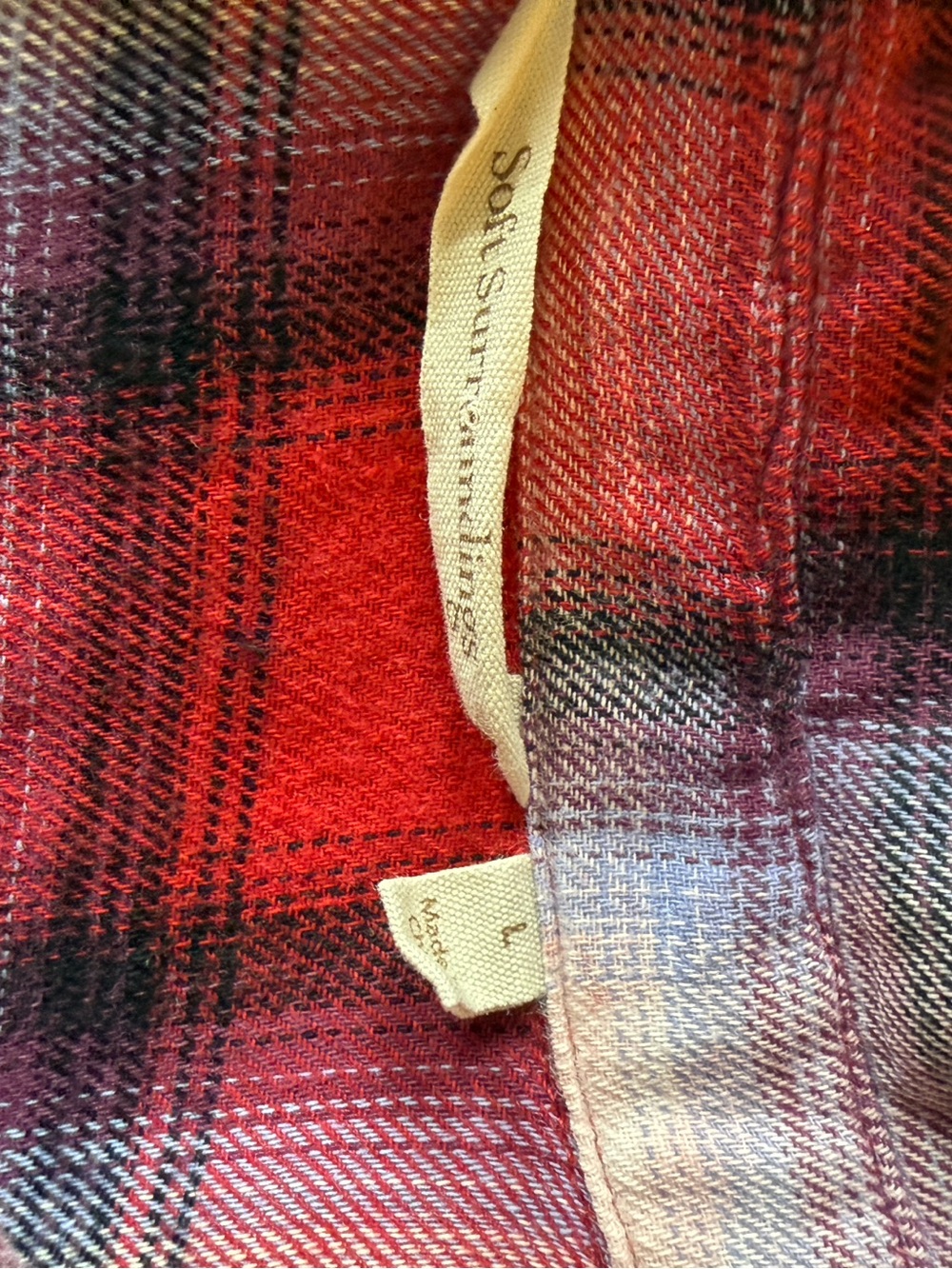 Soft Surroundings Red Plaid Button-Down women Shirt size L - Picture 3 of 7